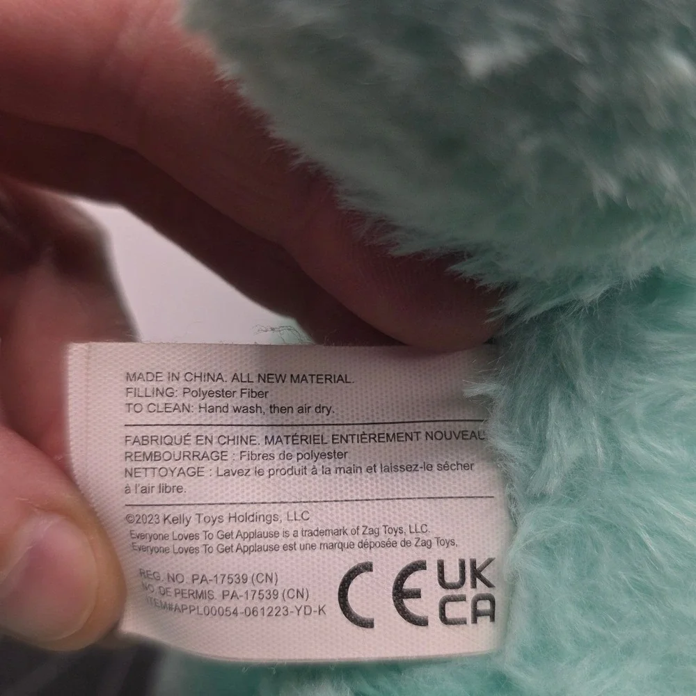 Applause Jazwares Bear Plush Teal Fuzzy Stuffed Animal 2023 6oz 9in